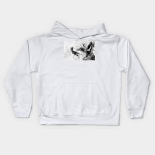 Red Fox Black and White Watercolor 01 Kids Hoodie